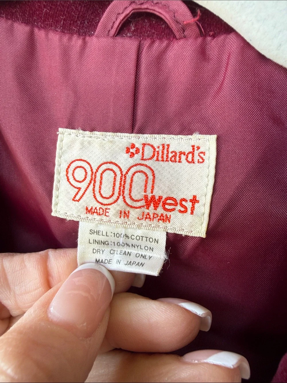 Vintage Dillards 900 West Velvet Feel Women's Blazer Jacket - Burgundy